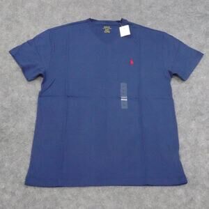 Polo Ralph Lauren‎ T Shirt Mens Small V Neck Rustic Navy Blue Red Pony Cotton P